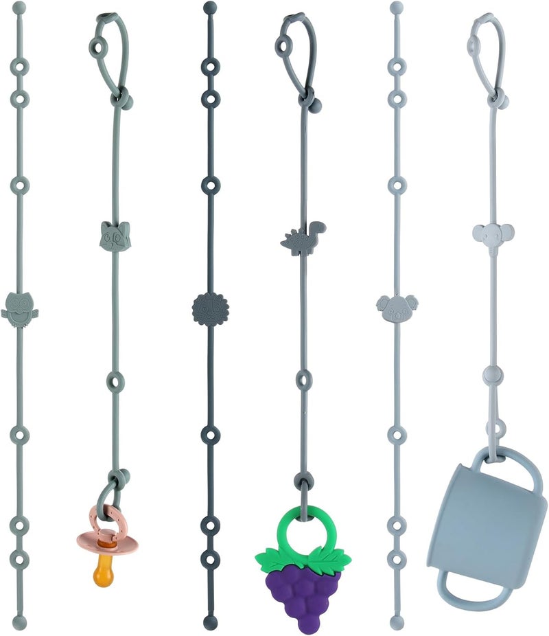 Slotic 6-Pack Baby Toy Straps, Silicone High Chair & Stroller Straps, Toddler Bottle & Car Seat Accessories, Baby Travel Essentials with Pacifier Clips - Image 1